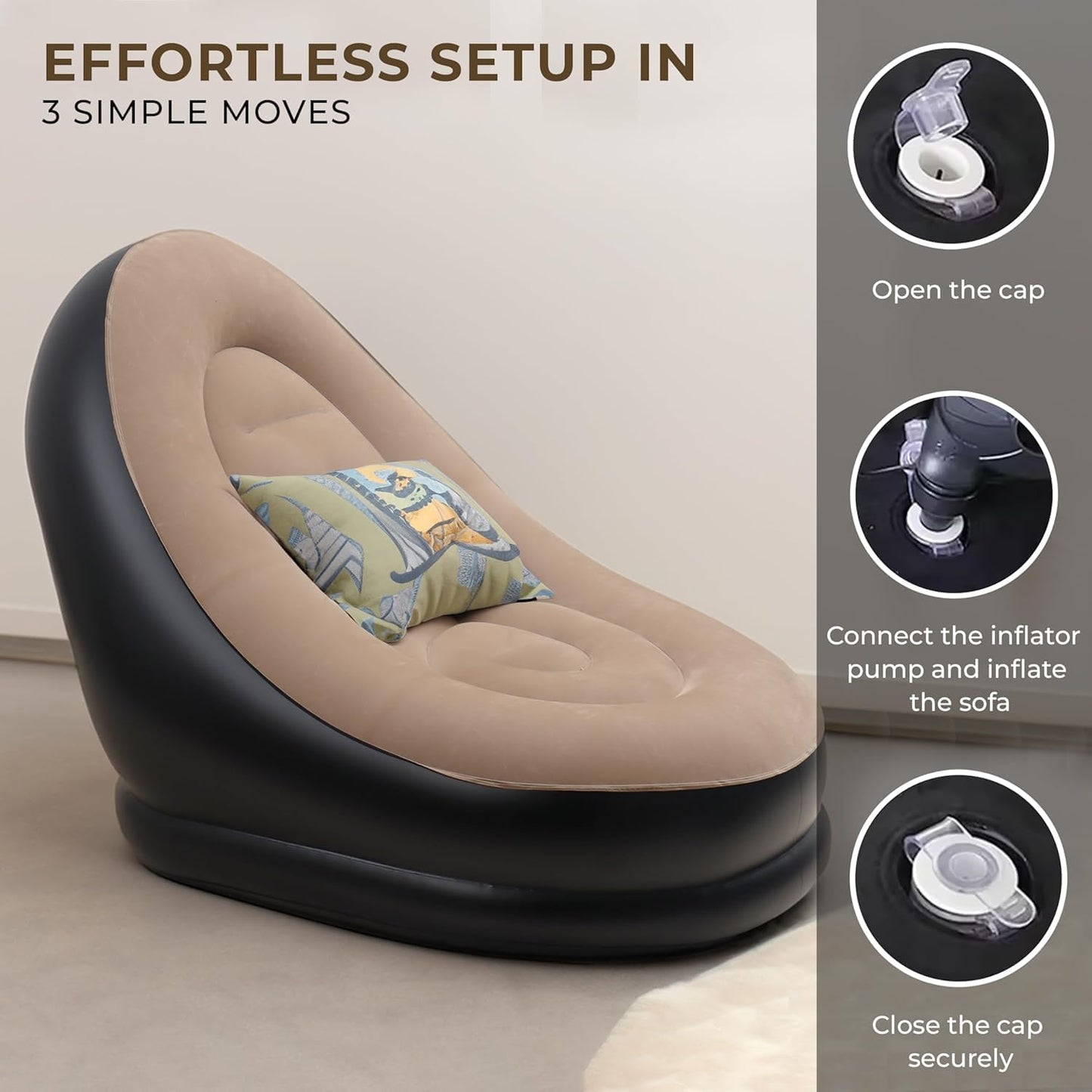 2 in 1 Lounge Bed Set Portable Recliner